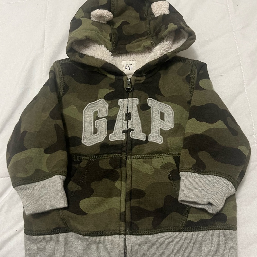 GAP Kids Green Camouflage Hoodie